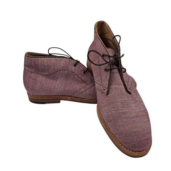 H by Hudson Men\'s Lace-Up Chukka Boots Size 41 Burgundy Textured‎ Canvas Leather main image 7